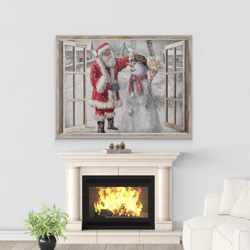 Gearhumans 3D Santa Playing With Snowman Custom Canvas