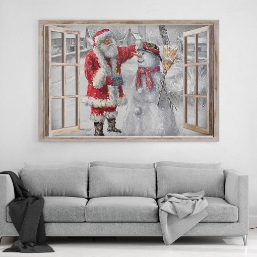 Gearhumans 3D Santa Playing With Snowman Custom Canvas