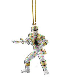 Gearhumans 3D Mighty Morphin White Power Ranger Christmas Custom Ornament