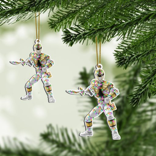 Gearhumans 3D Mighty Morphin White Power Ranger Christmas Custom Ornament - Image 3
