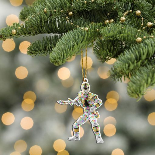 Gearhumans 3D Mighty Morphin White Power Ranger Christmas Custom Ornament - Image 4