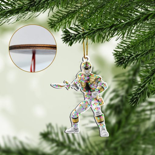 Gearhumans 3D Mighty Morphin White Power Ranger Christmas Custom Ornament - Image 2