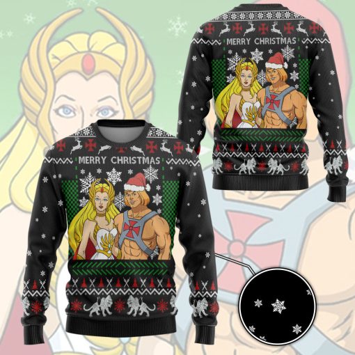 Gearhumans 3D Heman Shera Christmas Custom Ugly Long sleeve