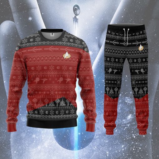 Gearhumans 3D S.T The Next Generation 1987 Red Ugly Christmas Custom Hoodie Tshirt Apparel - Image 10