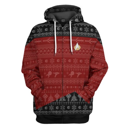 Gearhumans 3D S.T The Next Generation 1987 Red Ugly Christmas Custom Hoodie Tshirt Apparel - Image 5