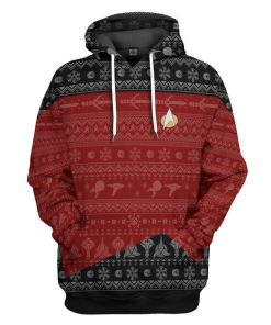 Gearhumans 3D S.T The Next Generation 1987 Red Ugly Christmas Custom Hoodie Tshirt Apparel