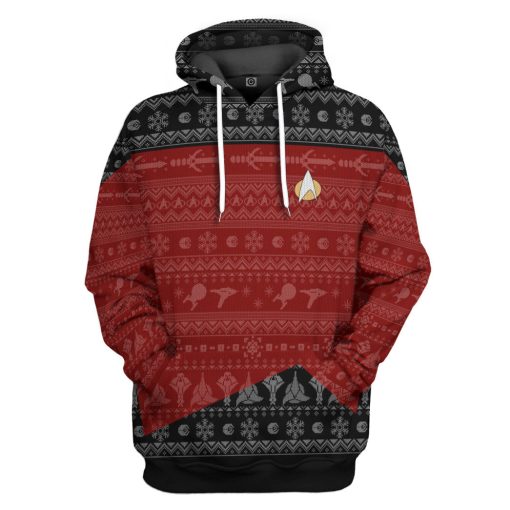 Gearhumans 3D S.T The Next Generation 1987 Red Ugly Christmas Custom Hoodie Tshirt Apparel