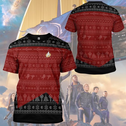 Gearhumans 3D S.T The Next Generation 1987 Red Ugly Christmas Custom Hoodie Tshirt Apparel - Image 14