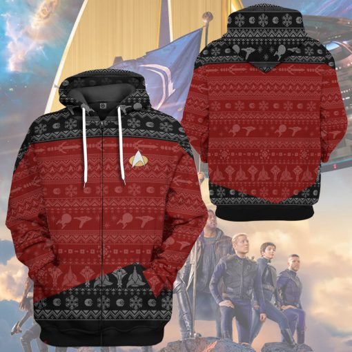 Gearhumans 3D S.T The Next Generation 1987 Red Ugly Christmas Custom Hoodie Tshirt Apparel - Image 16