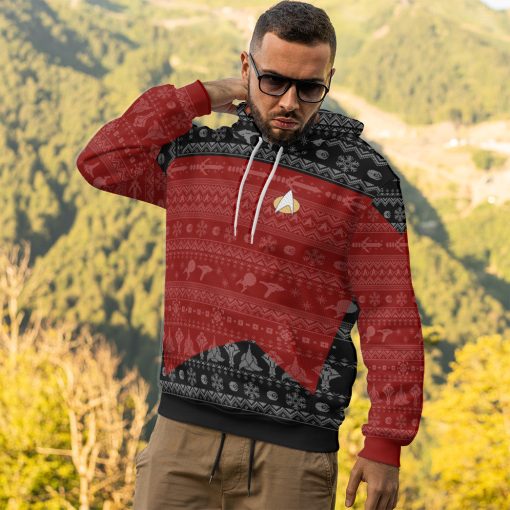 Gearhumans 3D S.T The Next Generation 1987 Red Ugly Christmas Custom Hoodie Tshirt Apparel - Image 18
