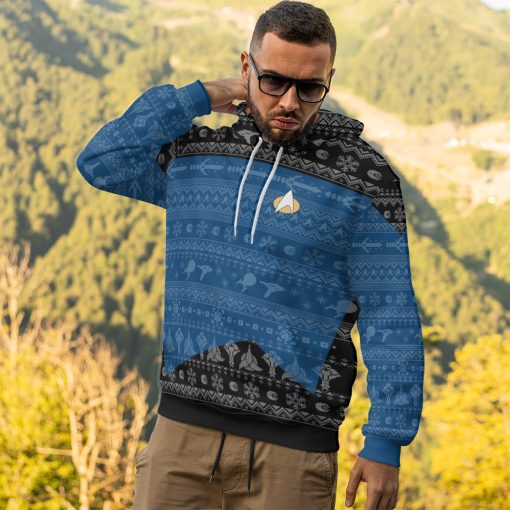 Gearhumans 3D S.T The Next Generation 1987 Blue Ugly Christmas Custom Hoodie Tshirt Apparel - Image 18