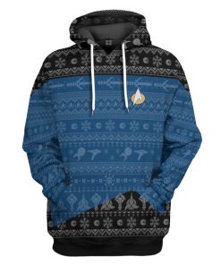 Gearhumans 3D S.T The Next Generation 1987 Blue Ugly Christmas Custom Hoodie Tshirt Apparel