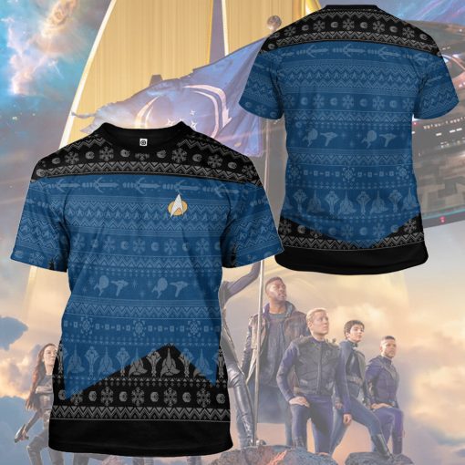 Gearhumans 3D S.T The Next Generation 1987 Blue Ugly Christmas Custom Hoodie Tshirt Apparel - Image 14