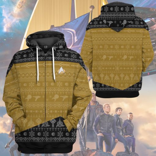 Gearhumans 3D S.T The Next Generation 1987 Yellow Ugly Christmas Custom Hoodie Tshirt Apparel - Image 16