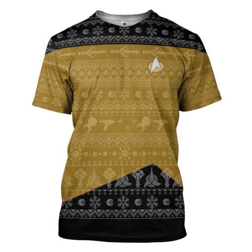 Gearhumans 3D S.T The Next Generation 1987 Yellow Ugly Christmas Custom Hoodie Tshirt Apparel - Image 5