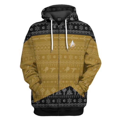 Gearhumans 3D S.T The Next Generation 1987 Yellow Ugly Christmas Custom Hoodie Tshirt Apparel - Image 7