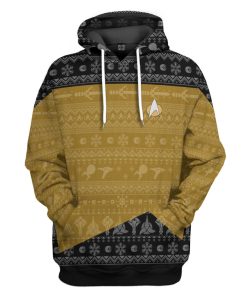 Gearhumans 3D S.T The Next Generation 1987 Yellow Ugly Christmas Custom Hoodie Tshirt Apparel