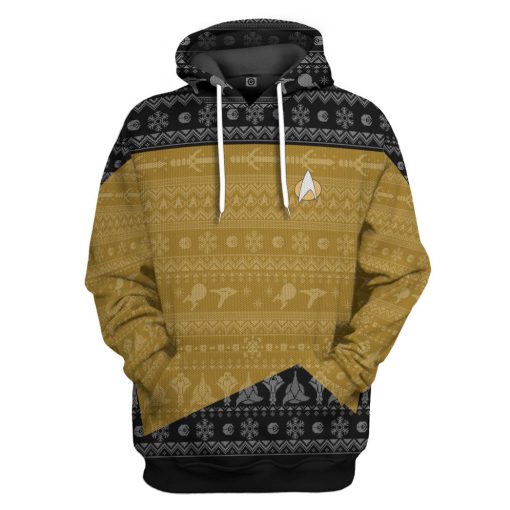 Gearhumans 3D S.T The Next Generation 1987 Yellow Ugly Christmas Custom Hoodie Tshirt Apparel