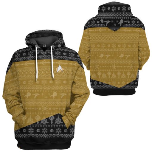 Gearhumans 3D S.T The Next Generation 1987 Yellow Ugly Christmas Custom Hoodie Tshirt Apparel - Image 9