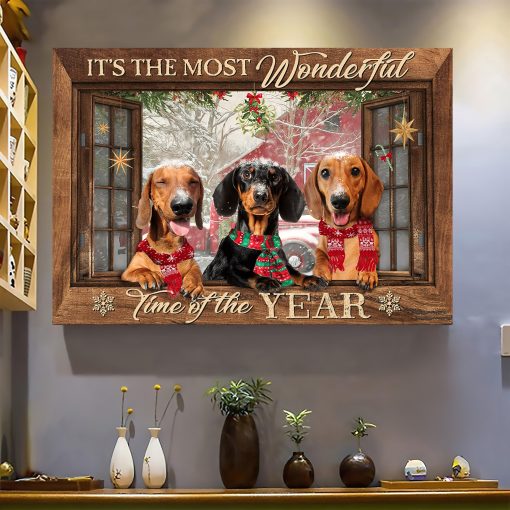 Gearhumans 3D Dachshund Its The Most Wonderful Time Of The Year Custom Canvas - Image 3