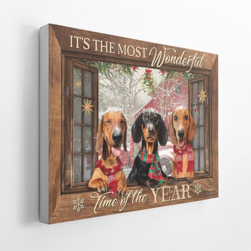 Gearhumans 3D Dachshund Its The Most Wonderful Time Of The Year Custom Canvas - Image 4