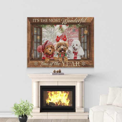 Gearhumans 3D Poodle Its The Most Wonderful Time Of The Year Custom Canvas - Image 2
