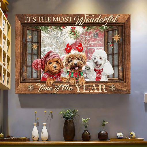 Gearhumans 3D Poodle Its The Most Wonderful Time Of The Year Custom Canvas - Image 3