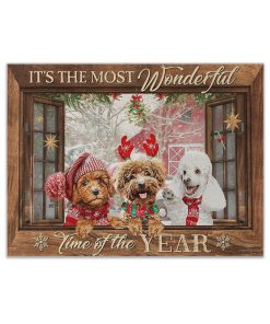 Gearhumans 3D Poodle Its The Most Wonderful Time Of The Year Custom Canvas