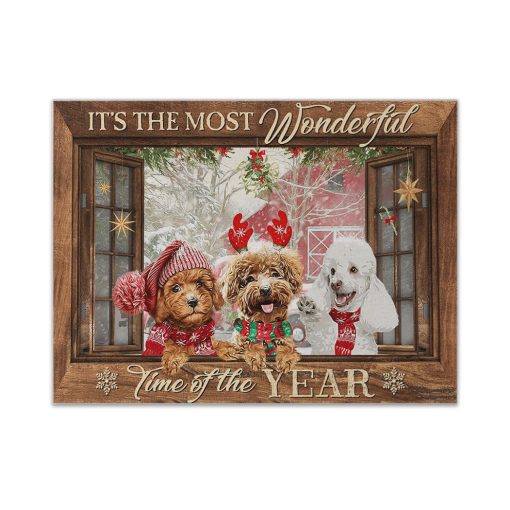 Gearhumans 3D Poodle Its The Most Wonderful Time Of The Year Custom Canvas
