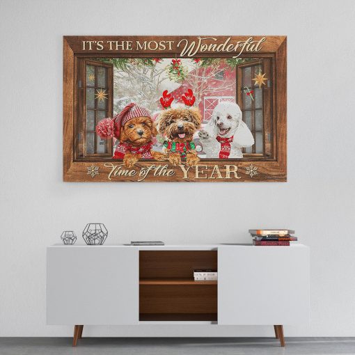 Gearhumans 3D Poodle Its The Most Wonderful Time Of The Year Custom Canvas - Image 4