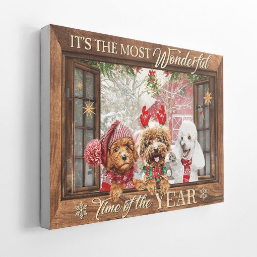 Gearhumans 3D Poodle Its The Most Wonderful Time Of The Year Custom Canvas - Image 5