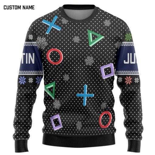 Gearhumans 3D PlayStation Symbols Custom Ugly Long Sleeve