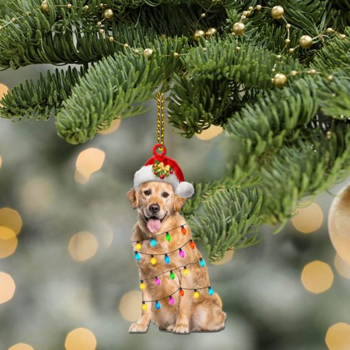 Gearhumans 3D Golden Retreiver Christmas Light Custom Ornament - Image 2