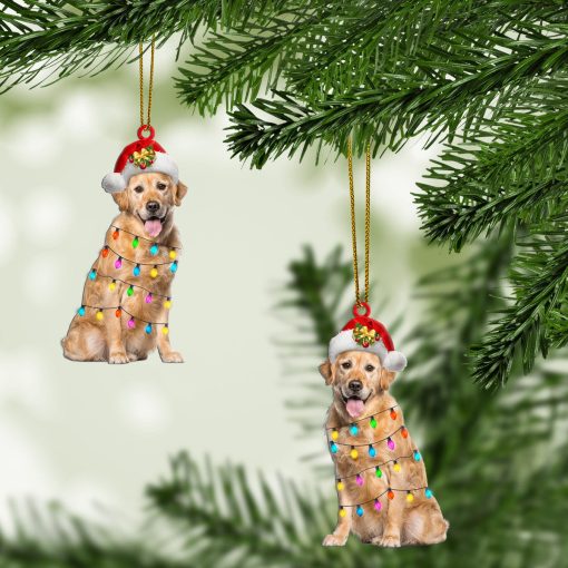 Gearhumans 3D Golden Retreiver Christmas Light Custom Ornament - Image 3