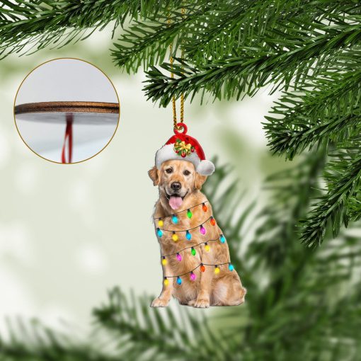 Gearhumans 3D Golden Retreiver Christmas Light Custom Ornament - Image 4