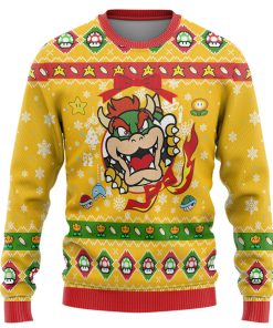 Gearhumans 3D Super Mario Bowser Custom Ugly Christmas Long sleeve