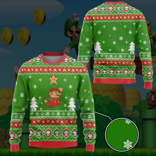 Gearhumans 3D Nintendo Super Mario Custom Ugly Christmas Long sleeve - Image 3