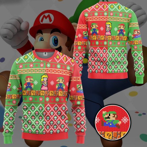 Gearhumans 3D Super Mario Bros Custom Ugly Sweater