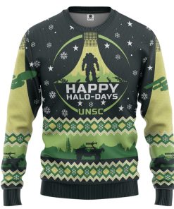 Gearhumans 3D Halo Happy Halo Days Ugly Christmas Custom Ugly Long sleeve