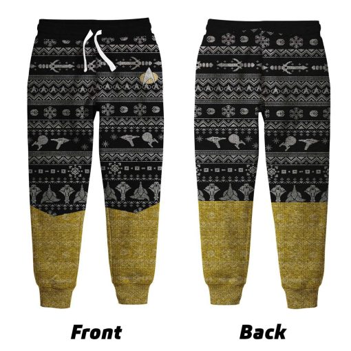 Gearhumans 3D S.T The Next Generation 1987 Yellow Ugly Christmas Custom Kid Sweatpants