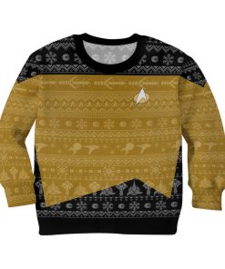 Gearhumans 3D S.T The Next Generation 1987 Yellow Ugly Christmas Custom Kid Ugly Long Sleeve