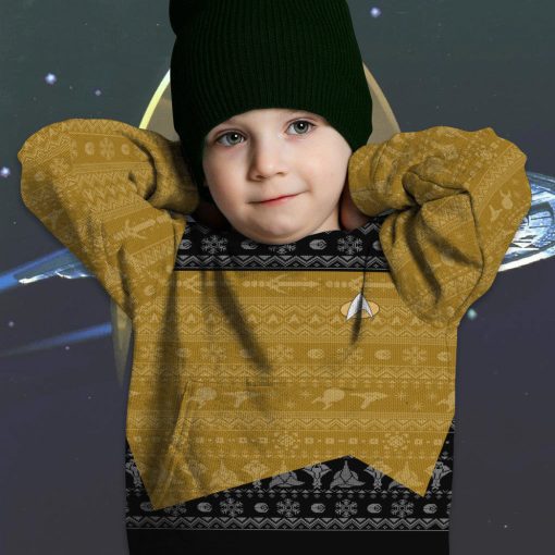Gearhumans 3D S.T The Next Generation 1987 Yellow Ugly Christmas Custom Kid Ugly Long Sleeve 5 Gearhumans 3D S.T The Next Generation 1987 Yellow Ugly Christmas Custom Kid Ugly Long Sleeve - Image 5