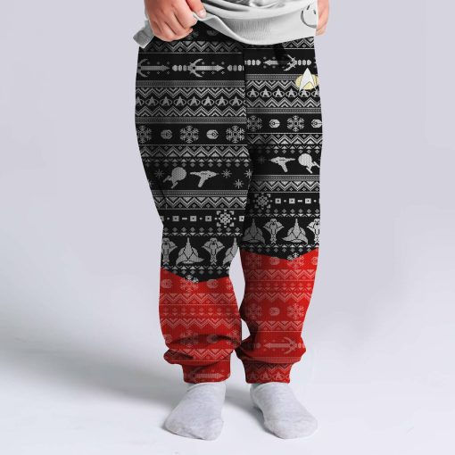 Gearhumans 3D S.T The Next Generation 1987 Red Ugly Christmas Custom Kid Sweatpants