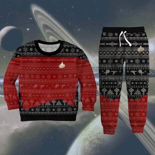 Gearhumans 3D S.T The Next Generation 1987 Red Ugly Christmas Custom Kid Sweatpants