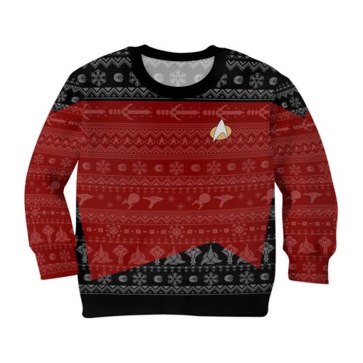 Gearhumans 3D S.T The Next Generation 1987 Red Ugly Christmas Custom Kid Ugly Long Sleeve