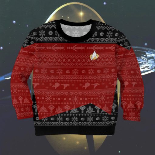 Gearhumans 3D S.T The Next Generation 1987 Red Ugly Christmas Custom Kid Ugly Long Sleeve - Image 5