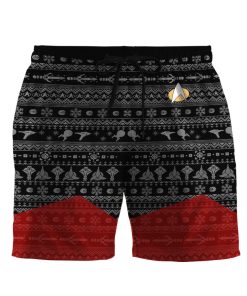 Gearhumans 3D S.T The Next Generation 1987 Red Ugly Christmas Custom Men Shorts