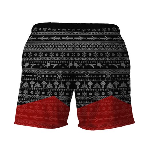 Gearhumans 3D S.T The Next Generation 1987 Red Ugly Christmas Custom Men Shorts - Image 3