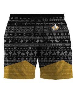 Gearhumans 3D S.T Trek The Halls Yellow Ugly Christmas Custom Men Shorts