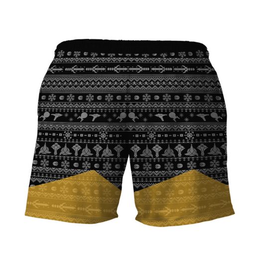 Gearhumans 3D S.T Trek The Halls Yellow Ugly Christmas Custom Men Shorts - Image 3